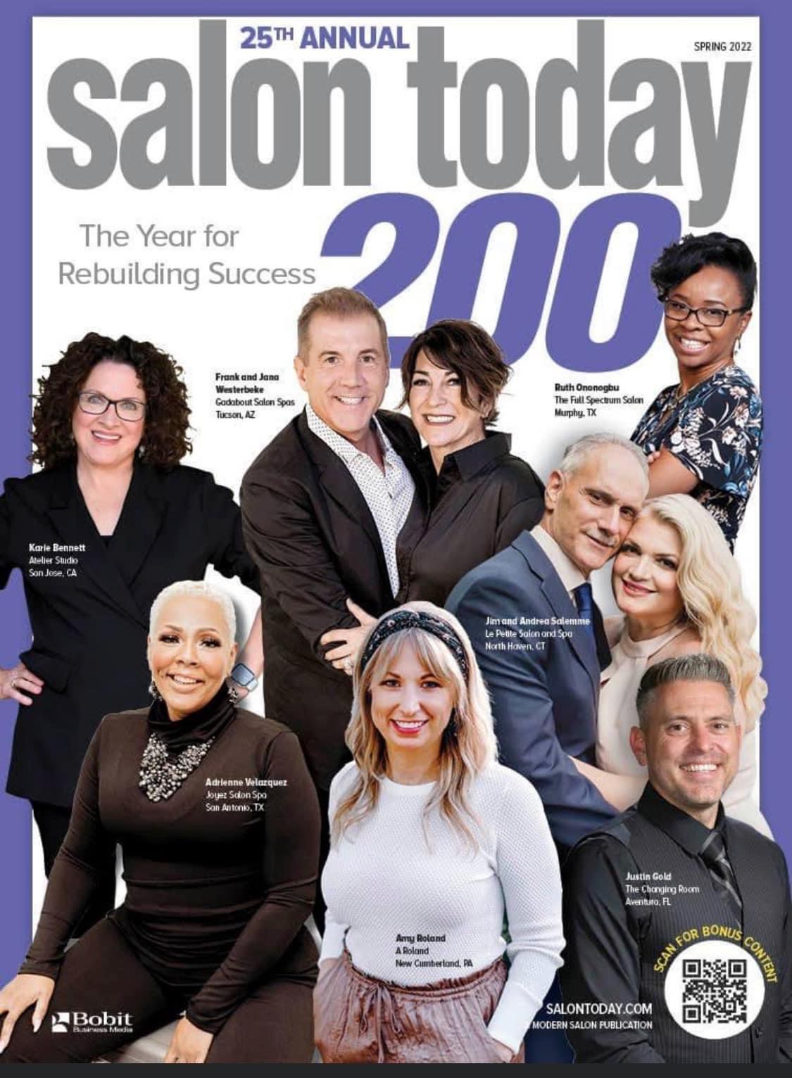 Dr. Adrienne Velazquez featured on the Spring 2022 Salon Today 200 cover (Modern Salon)